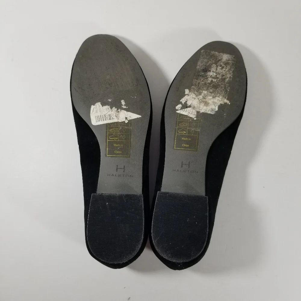 Halston Shoes Women's Size 5.5M Black Suede Leather Linda Flats